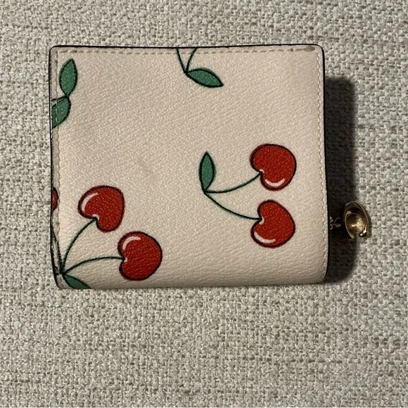Coach Cherry Print Card Holder - Cream and Red - Picture 2 of 4